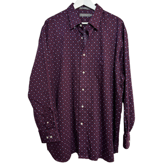 Daniel Cremieux Long Sleeve Button Down Collared Dress Shirt Retro Patterned Purple XL