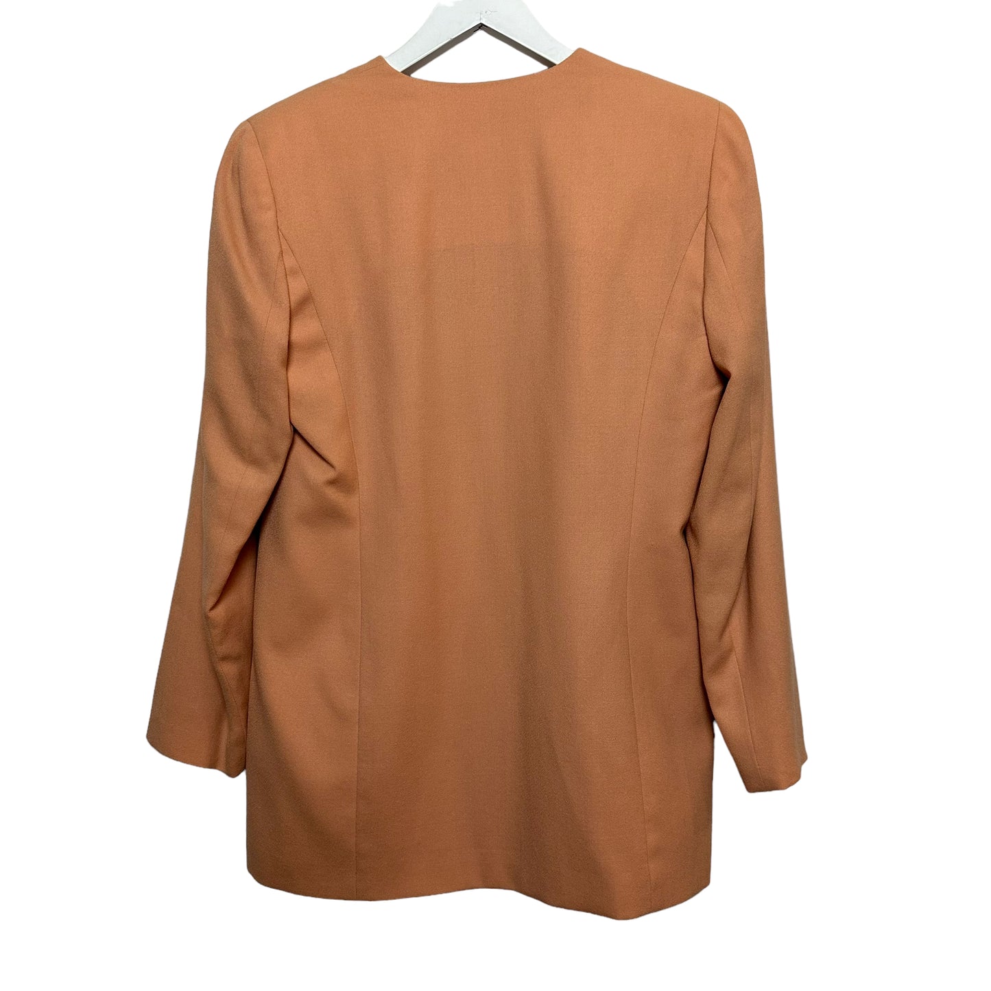 Vintage 80s Bicci Collarless Open Front Blazer Jacket Wool Single Button Peach