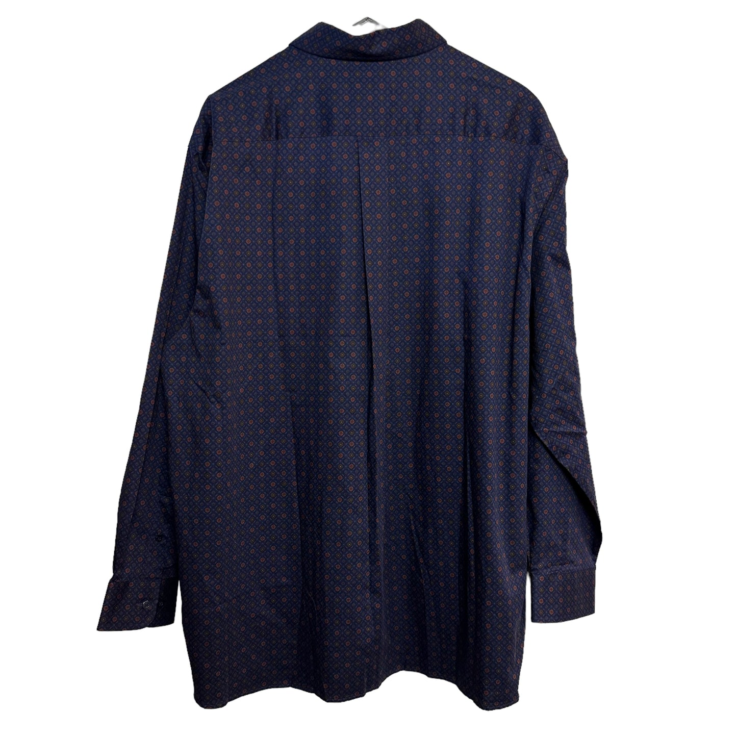 Daniel Cremieux Long Sleeve Button Down Collared Dress Shirt Retro Patterned Blue XL