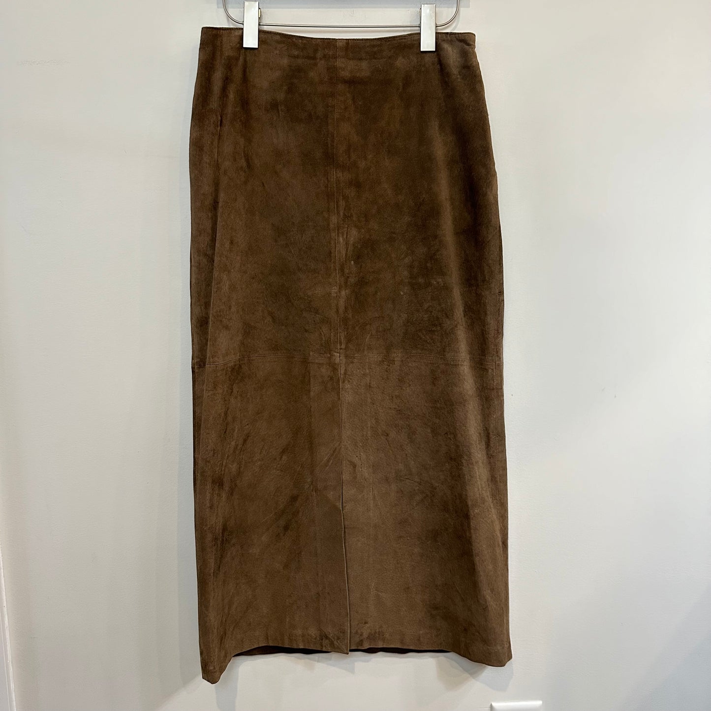 Vintage 90s Jones New York Country Suede Leather Midi Maxi Skirt Brown 10