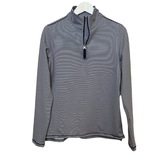 Renwick Striped 1/4 Zip Pullover Mock Neck Golf Navy Blue White Small