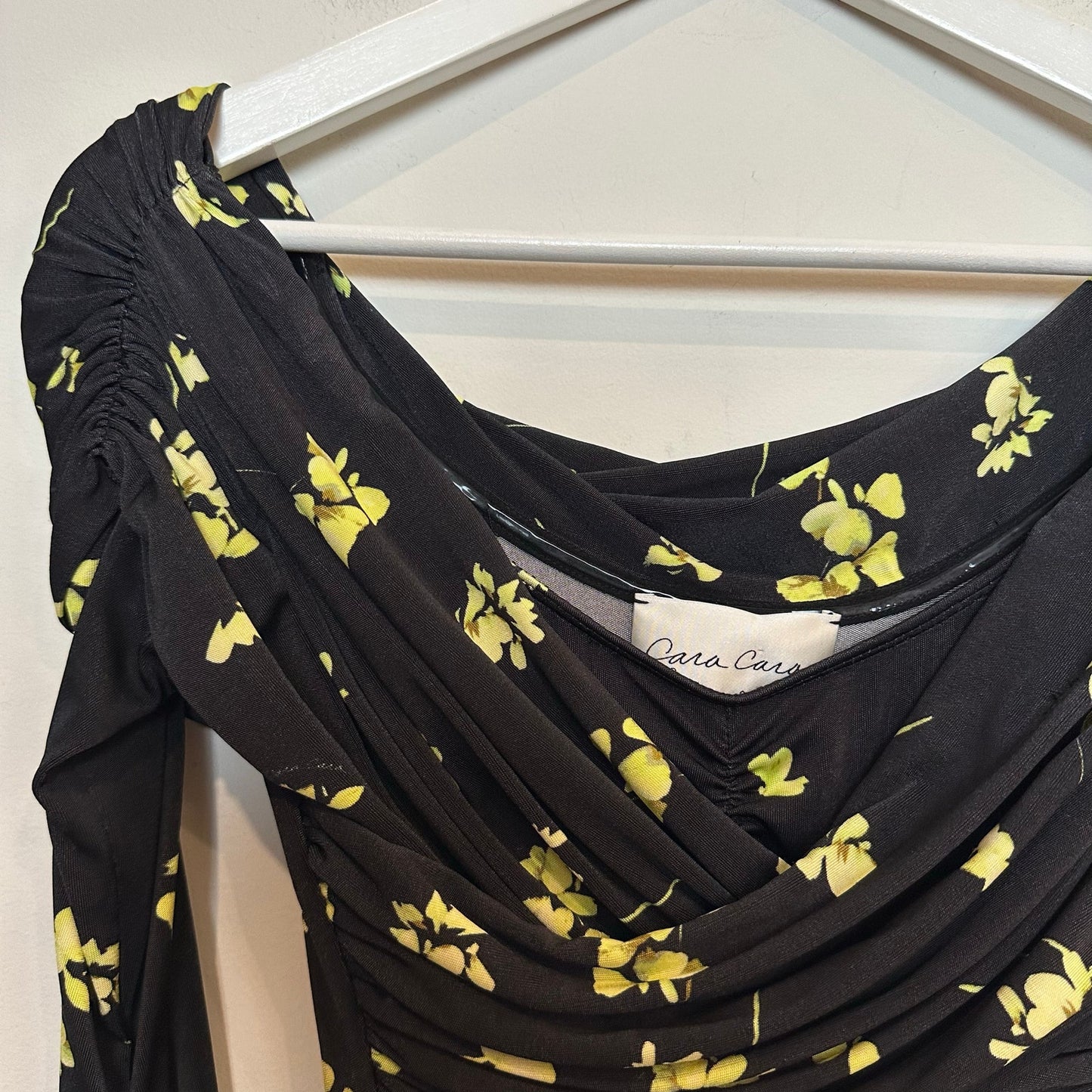 NWT Cara Cara Mirana Dress Off-the-shoulder Floral jersey Maxi Long Sleeve M