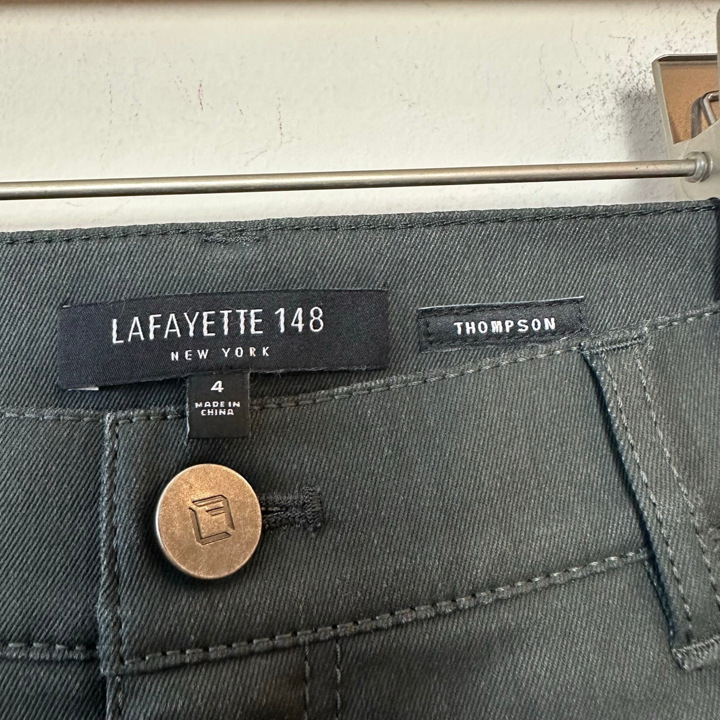 Lafayette 148 Thompson Waxed Denim Coated Jeans Slim Mid Rise Gray 4