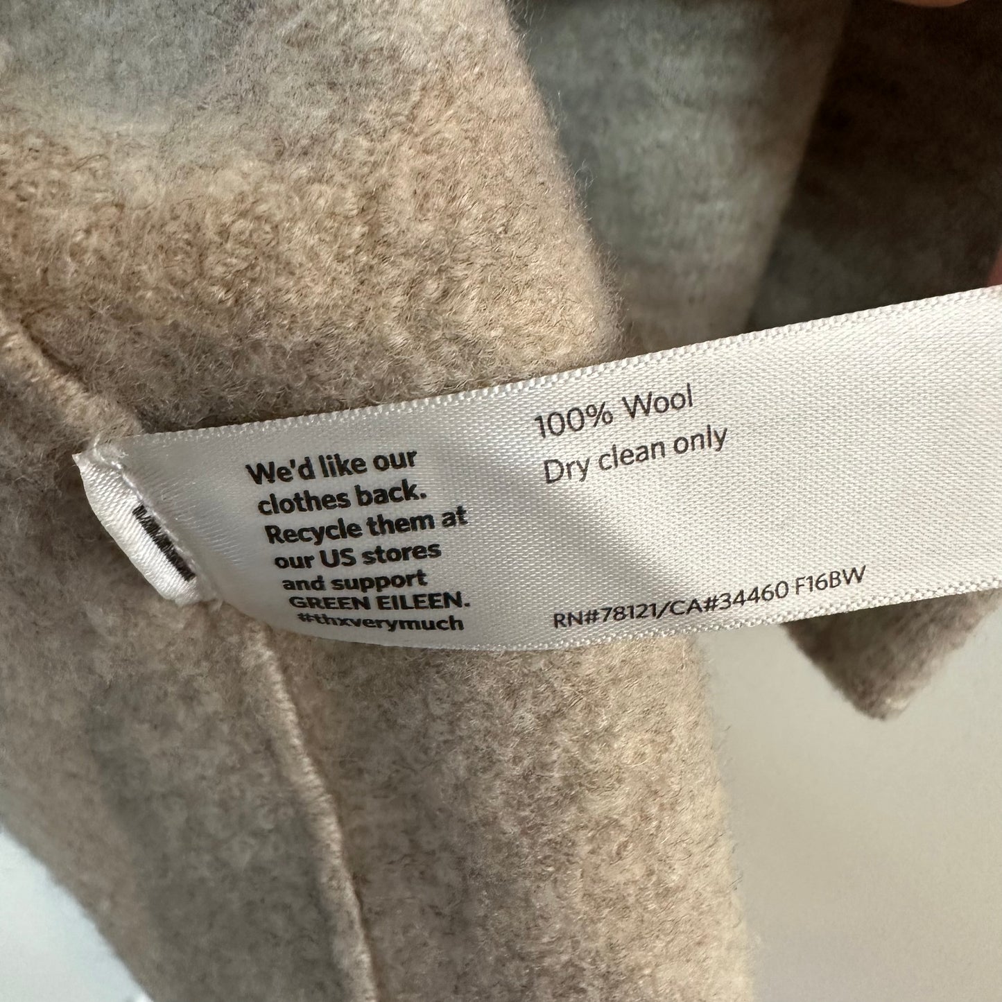 Eileen Fisher The Icons The Kimono Jacket Cardigan Sweater Open Front Beige Wool Small