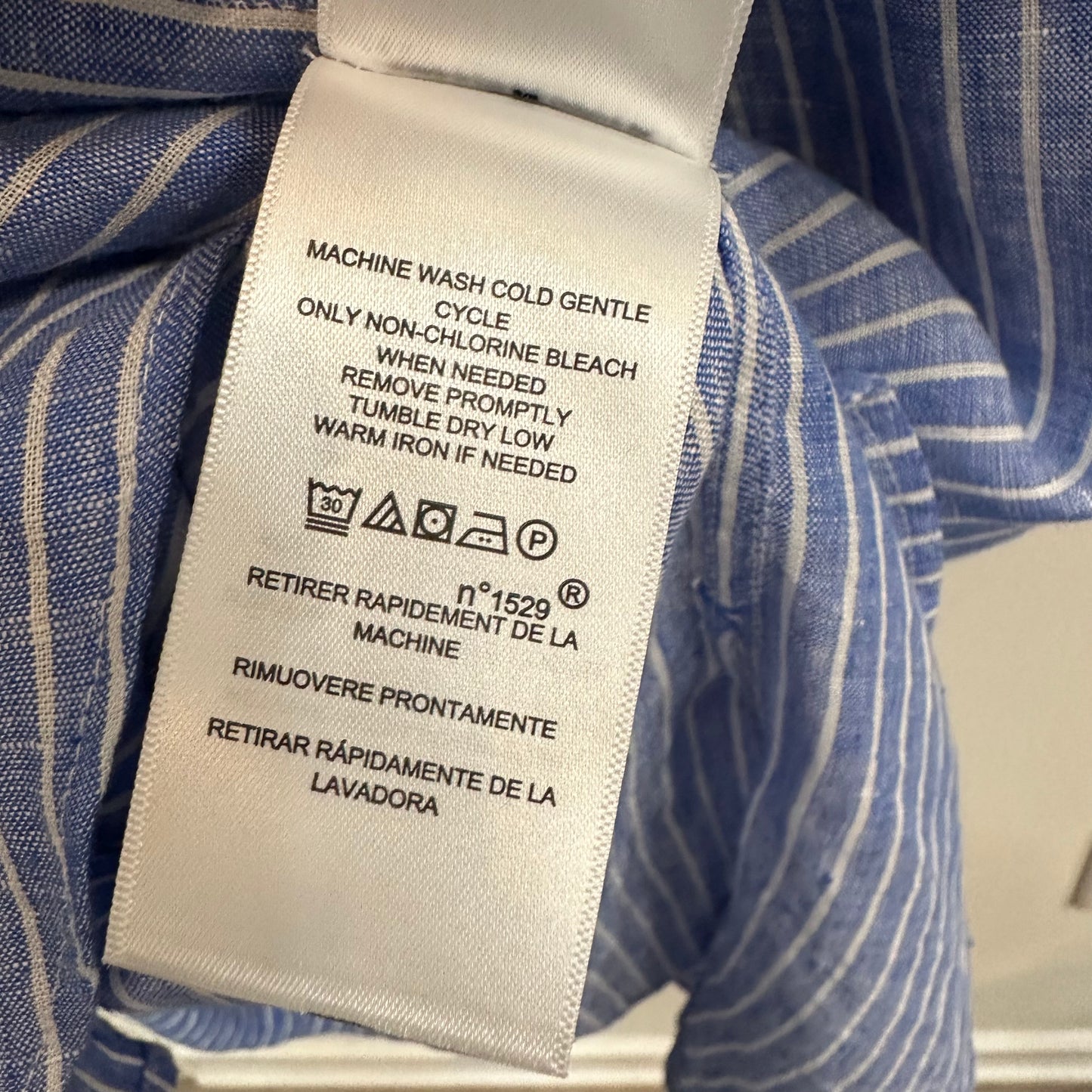 Polo Ralph Lauren Linen Shirtdress Midi Long Sleeve Blue and White Striped 8