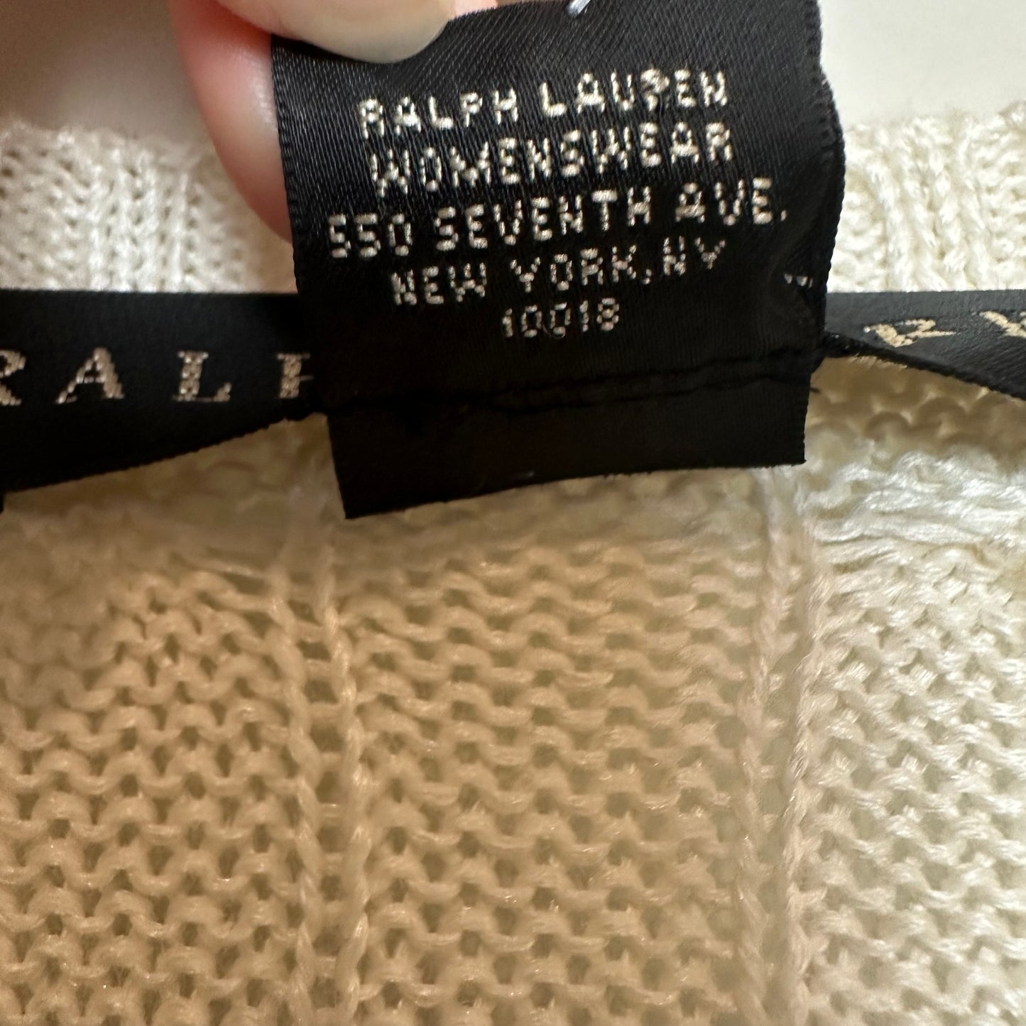 Ralph Lauren Black Label Cable Knit Cardigan Sweater Long Tie Front Silk Linen Large