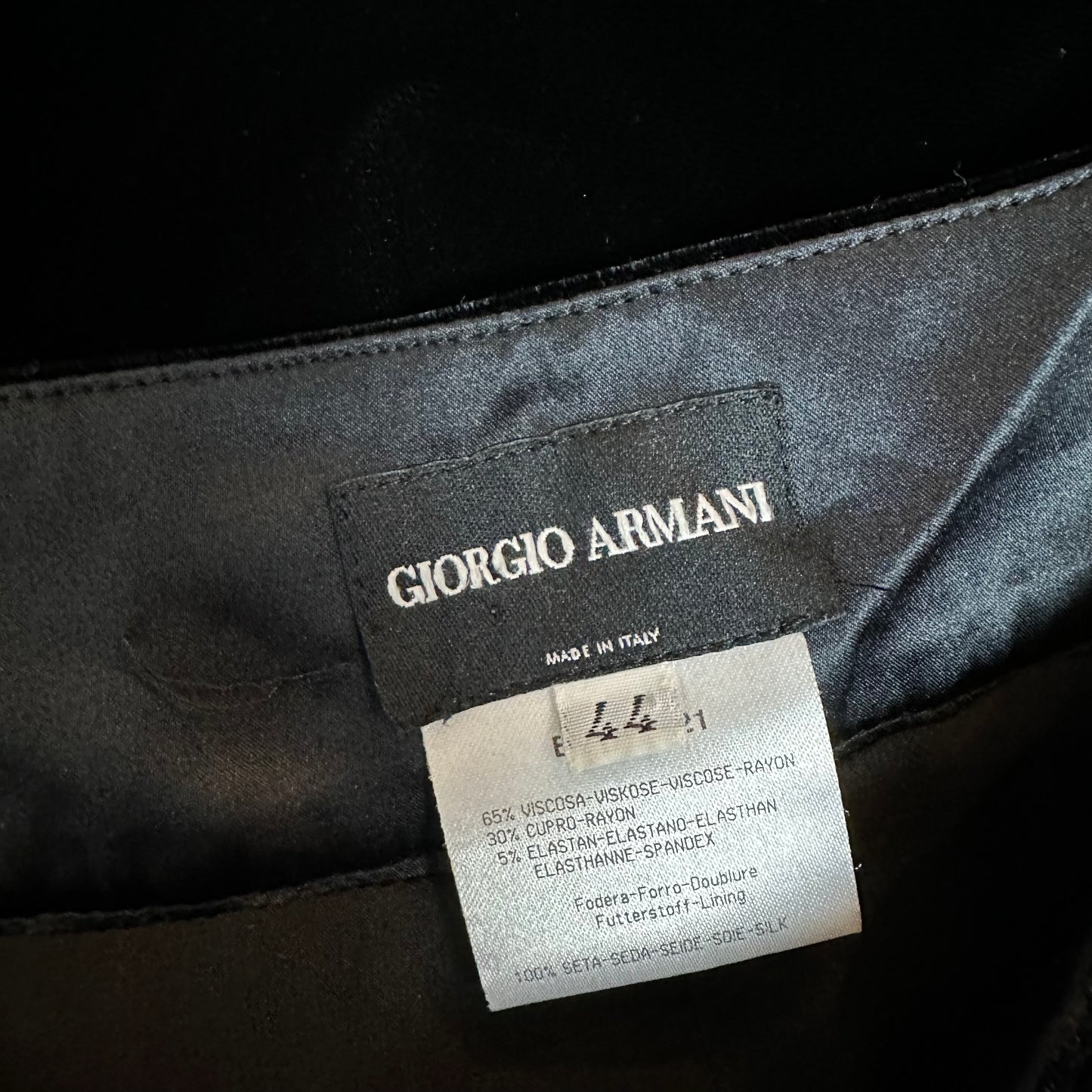 Y2K Giorgio Armani Black Velvet Skirt Pleated Lined Made in Italy 44 8