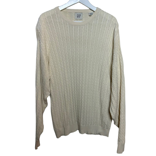 Vintage Gap Cream Cable Knit Sweater Cotton Pullover Crewneck XL