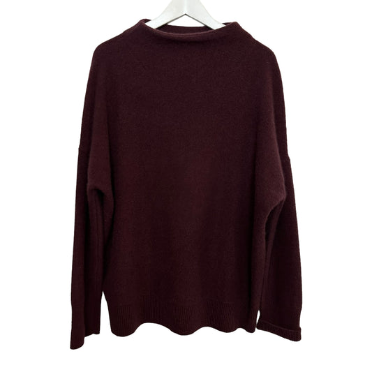 Vince Plush Cashmere Funnel Neck Sweater Maroon Pullover Long Sleeve XL