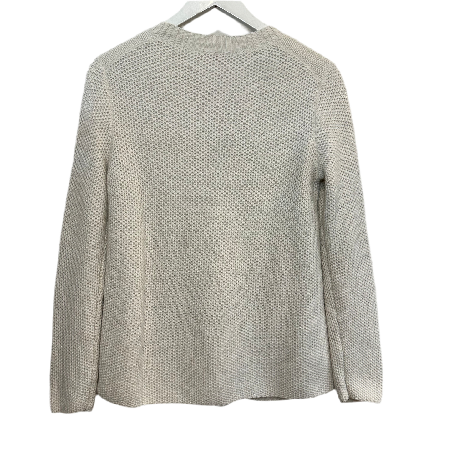 Tory Burch Logo Sweater Crewneck Cream Silver Long Sleeve Knit Medium