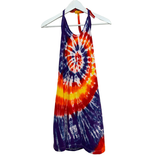 Vintage LAT Sportswear Tie Dye Halter Dress Rainbow Made in the USA Medium