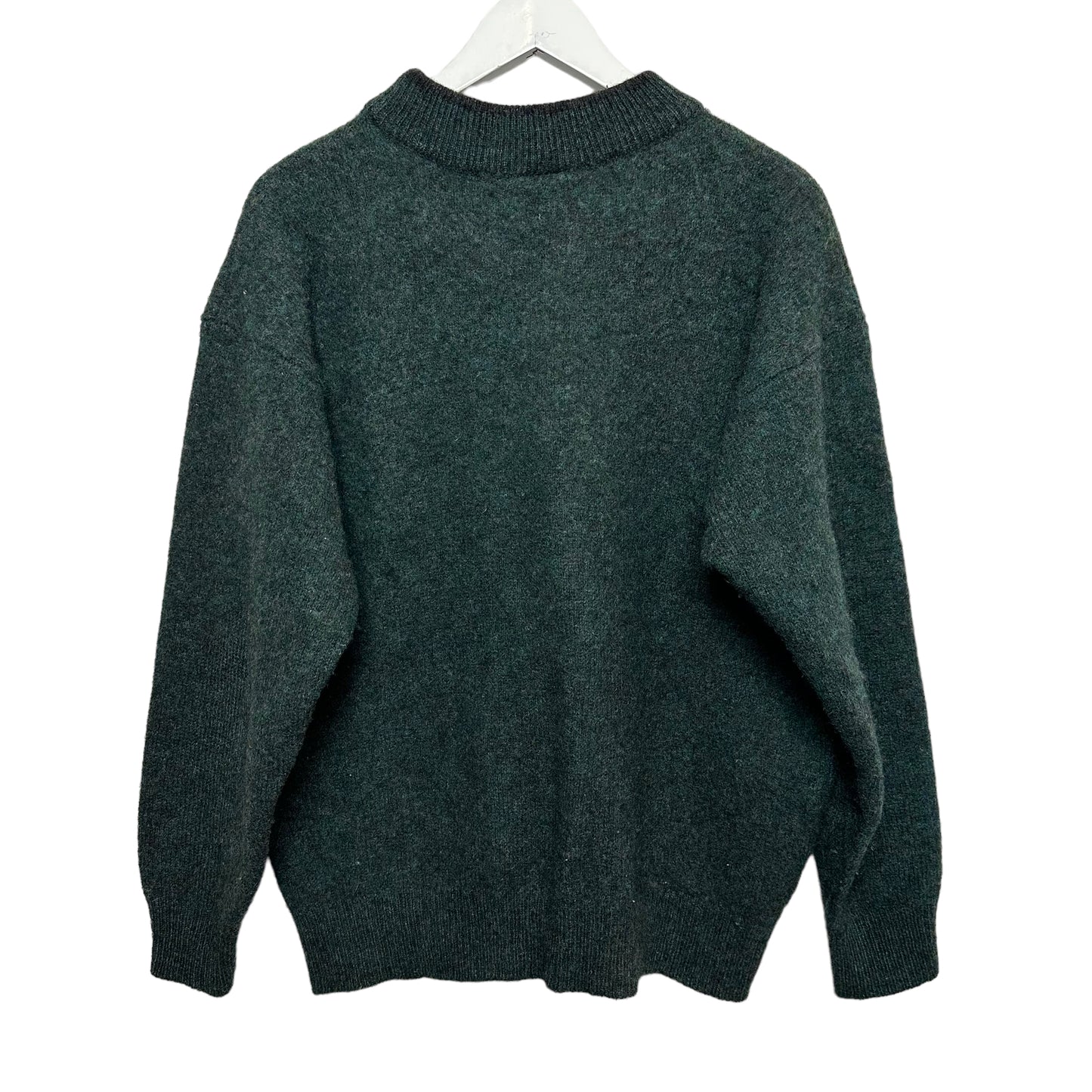 Vintage Mc Neal Wool Sweater Forest Green Ringer Crew Neck Pullover Chunky Knit XL