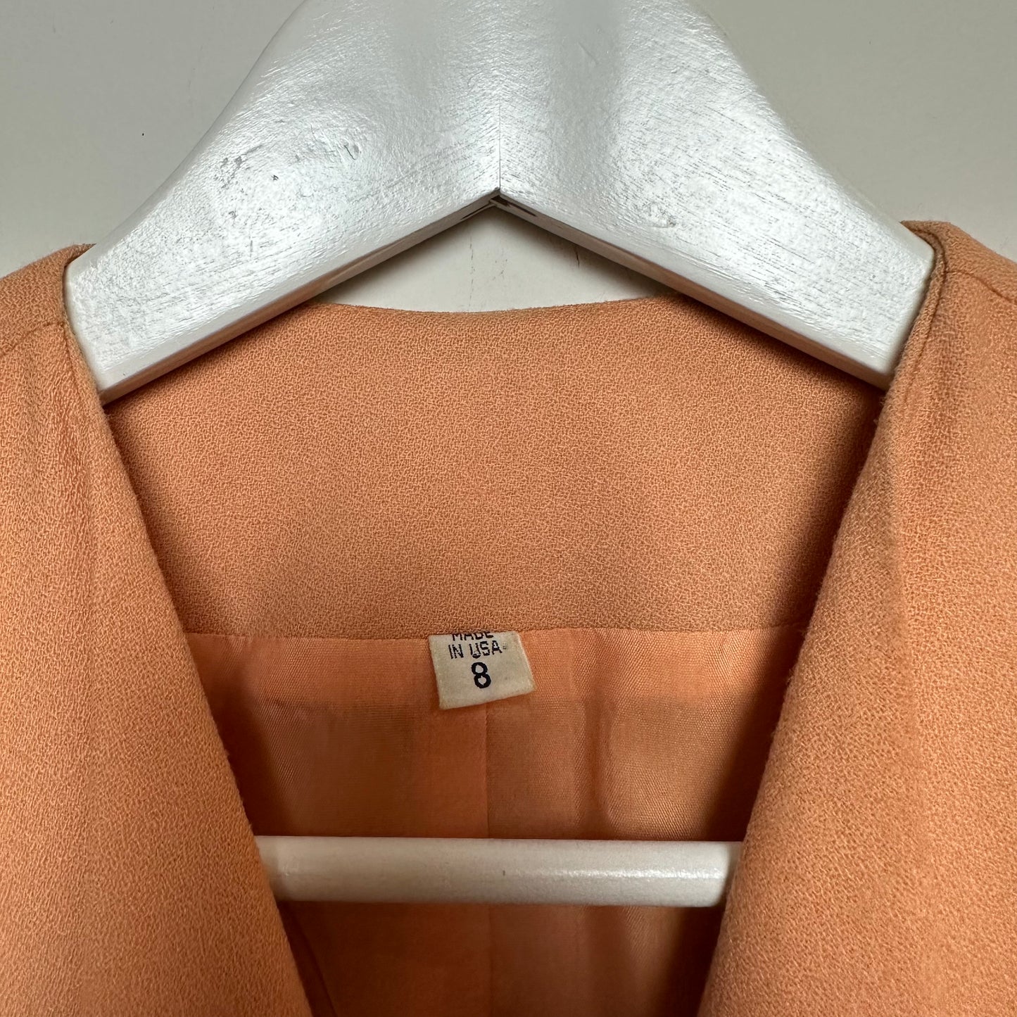 Vintage 80s Bicci Suit Vest with Collar Button Front Peach Wool 8