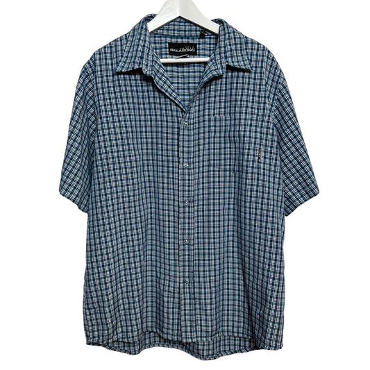 Vintage Billabong Plaid Short Sleeve Button Down Collared Shirt Blue Large