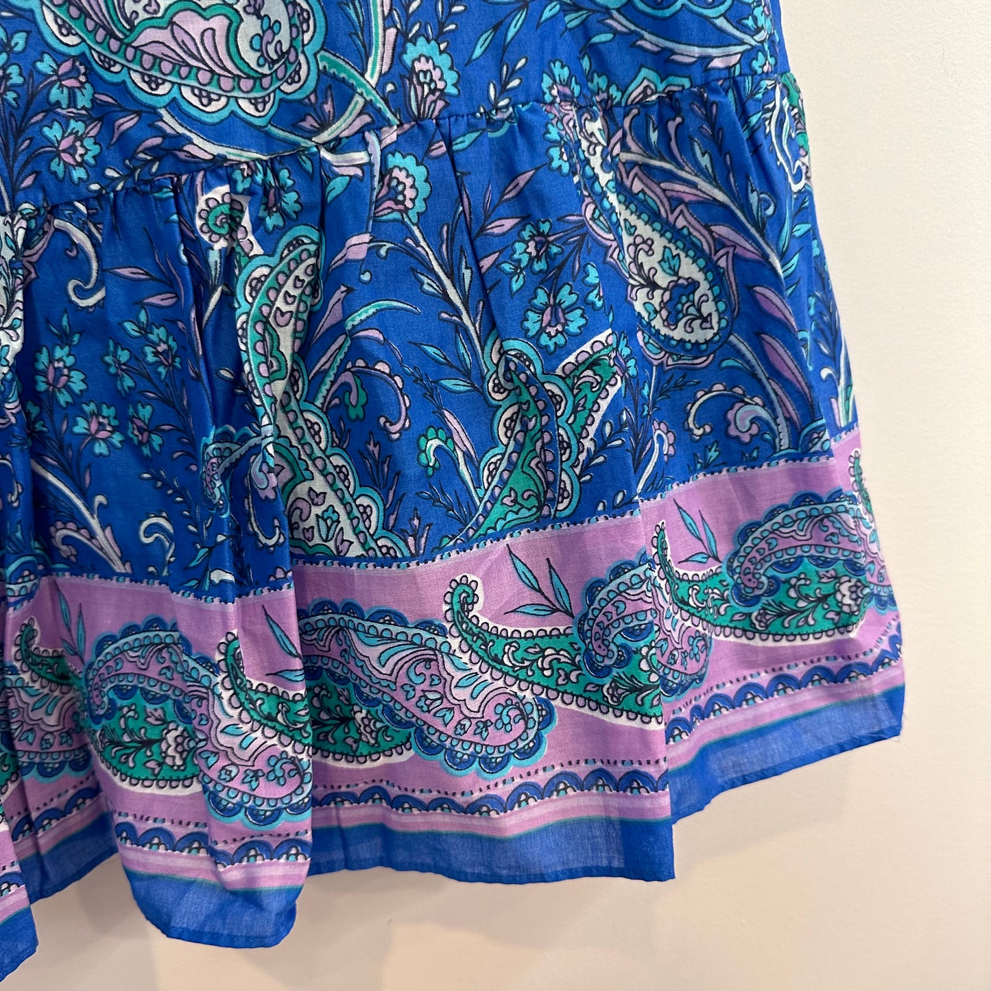 NWT Talbots Tiered Midi Skirt Blue Purple Paisley Garden Pull on Medium