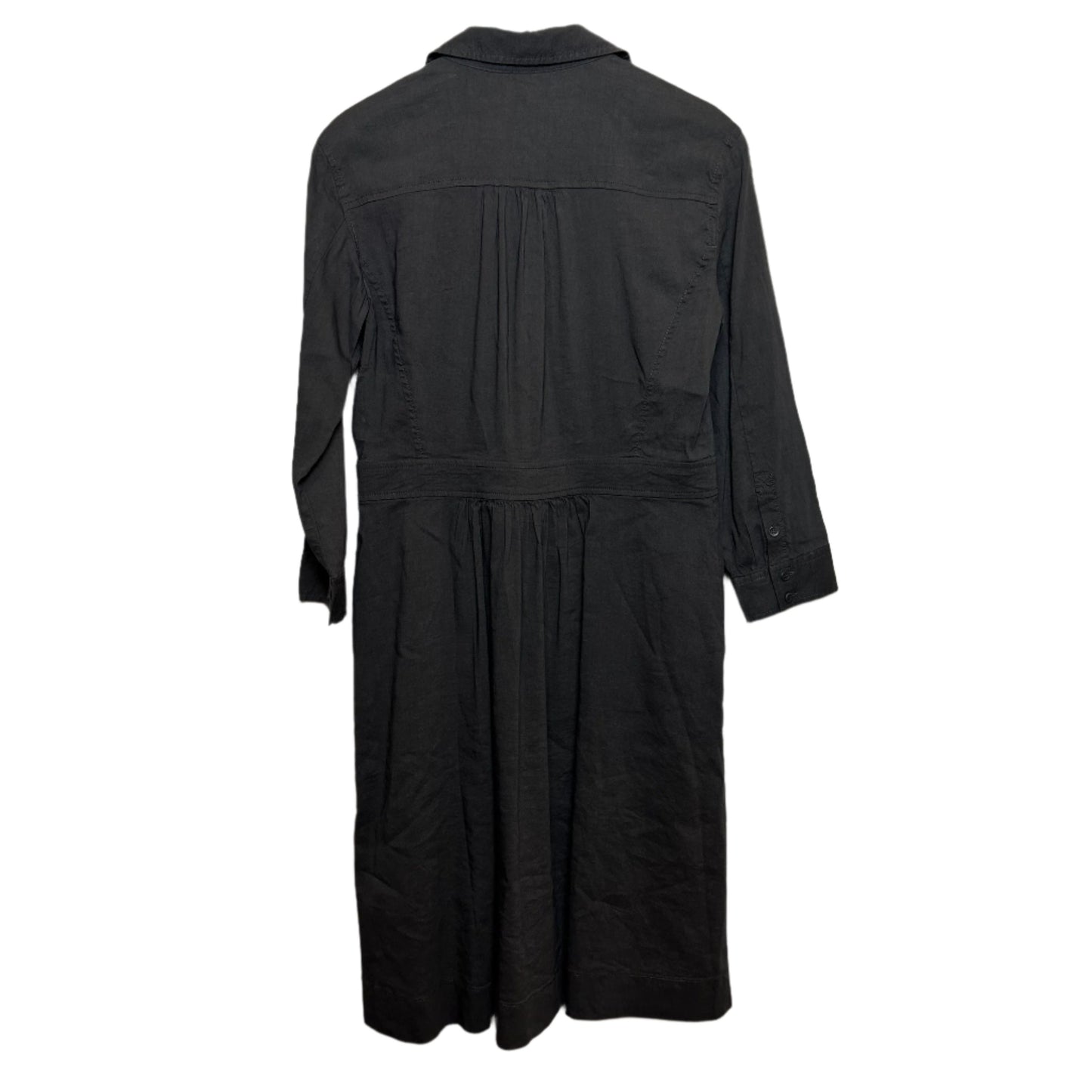 Eileen Fisher Shirtdress Button Down Collared Dress Charcoal Gray 3/4 Sleeve XS