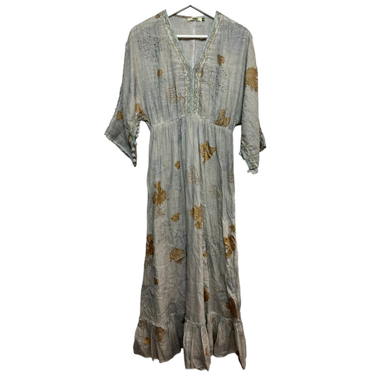 Dolma Delaware Maxi Dress Coral Reef Gray Empire Waist Medium