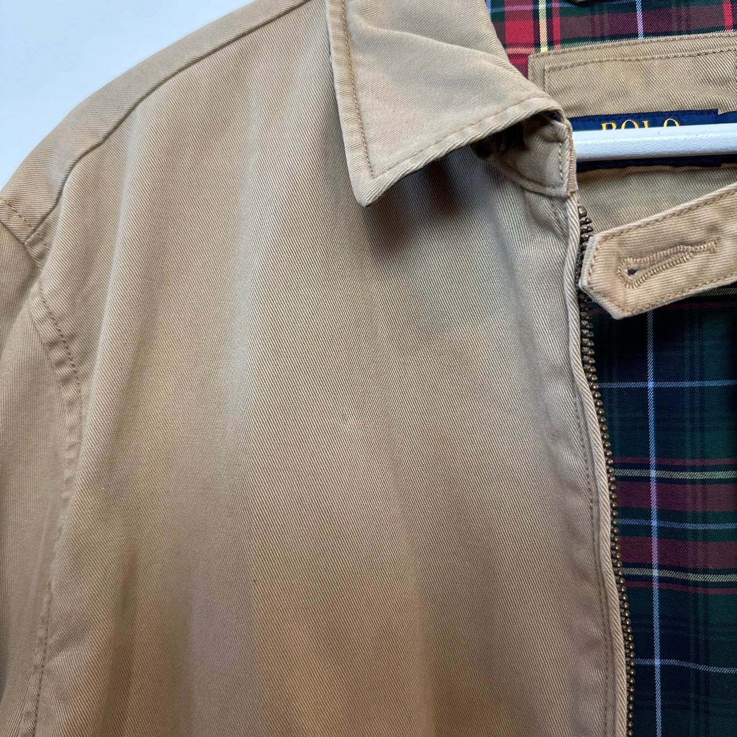 Polo Ralph Lauren Jacket Tan Cotton Collared Lightweight Windbreaker Large