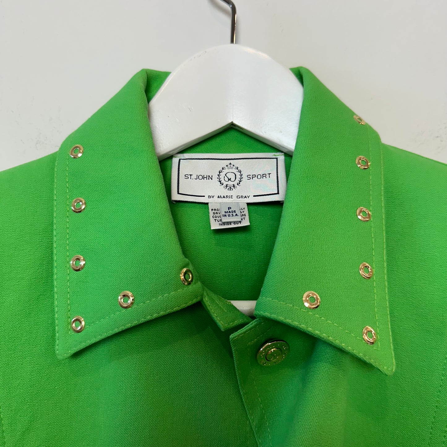 St. John Sport by Marie Gray Green Jacket Made in the USA Small Petite