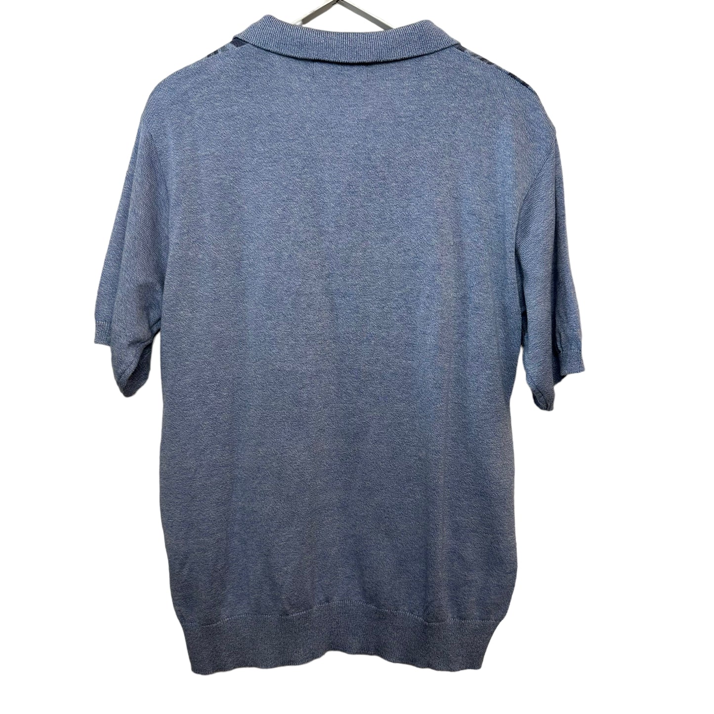 Retro Style Sweater Polo Peletti Blue Patterned Collared Polo Knit Large