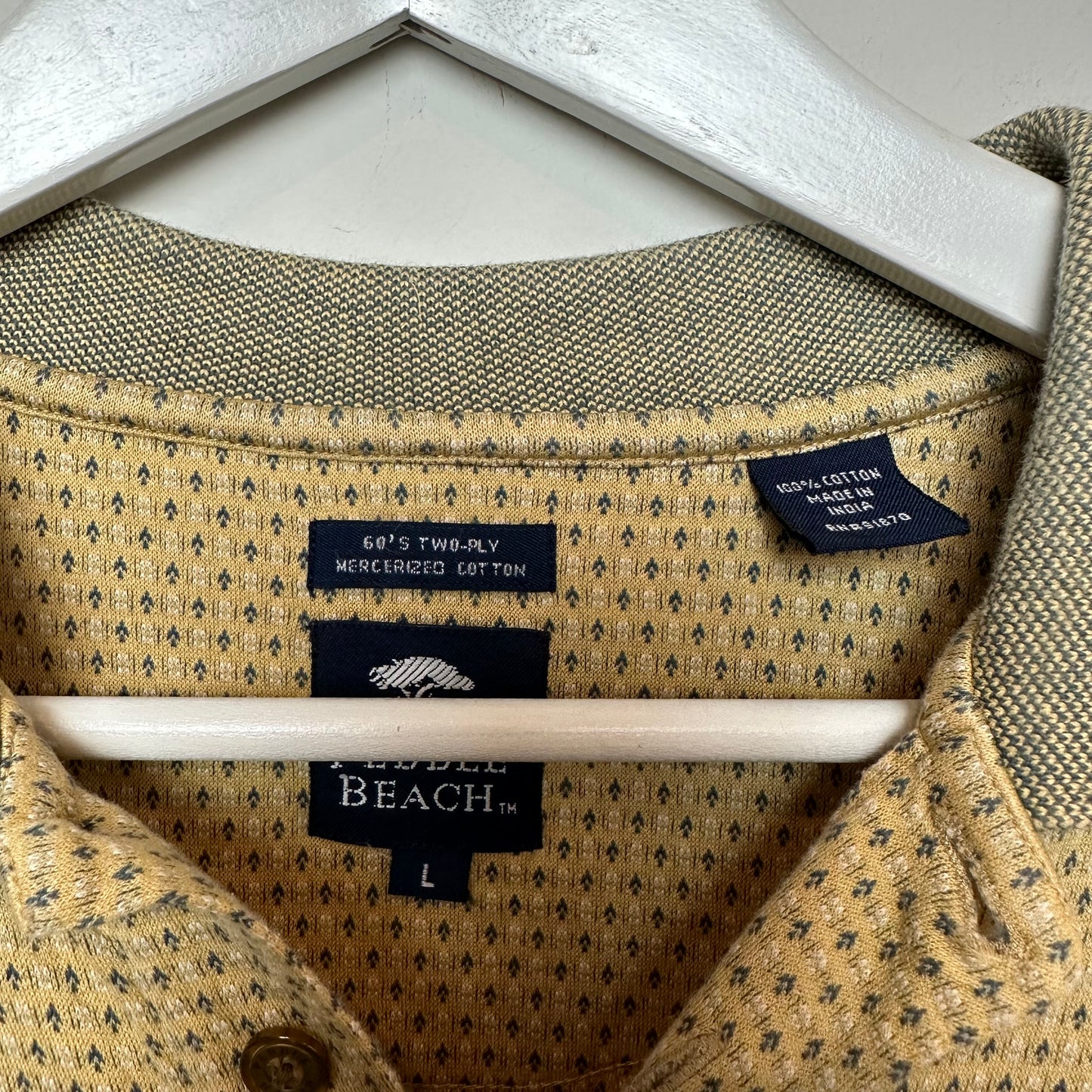 Retro Pebble Beach Polo 60s Two-Ply Cotton Yellow Geometric Large