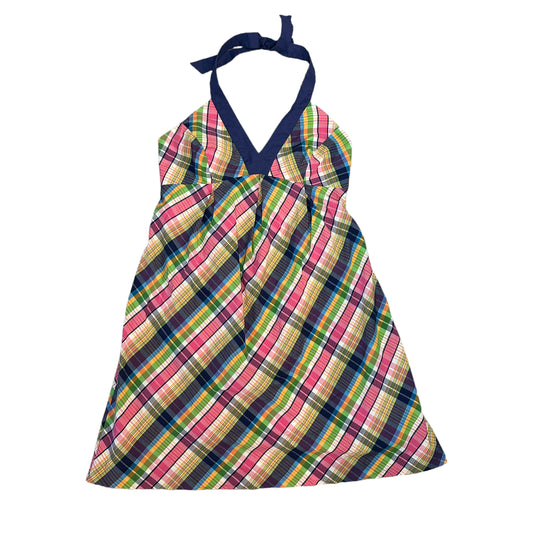 Vintage 90s Lilly Pulitzer Plaid Halter Dress Mini Pink Blue Cotton 4