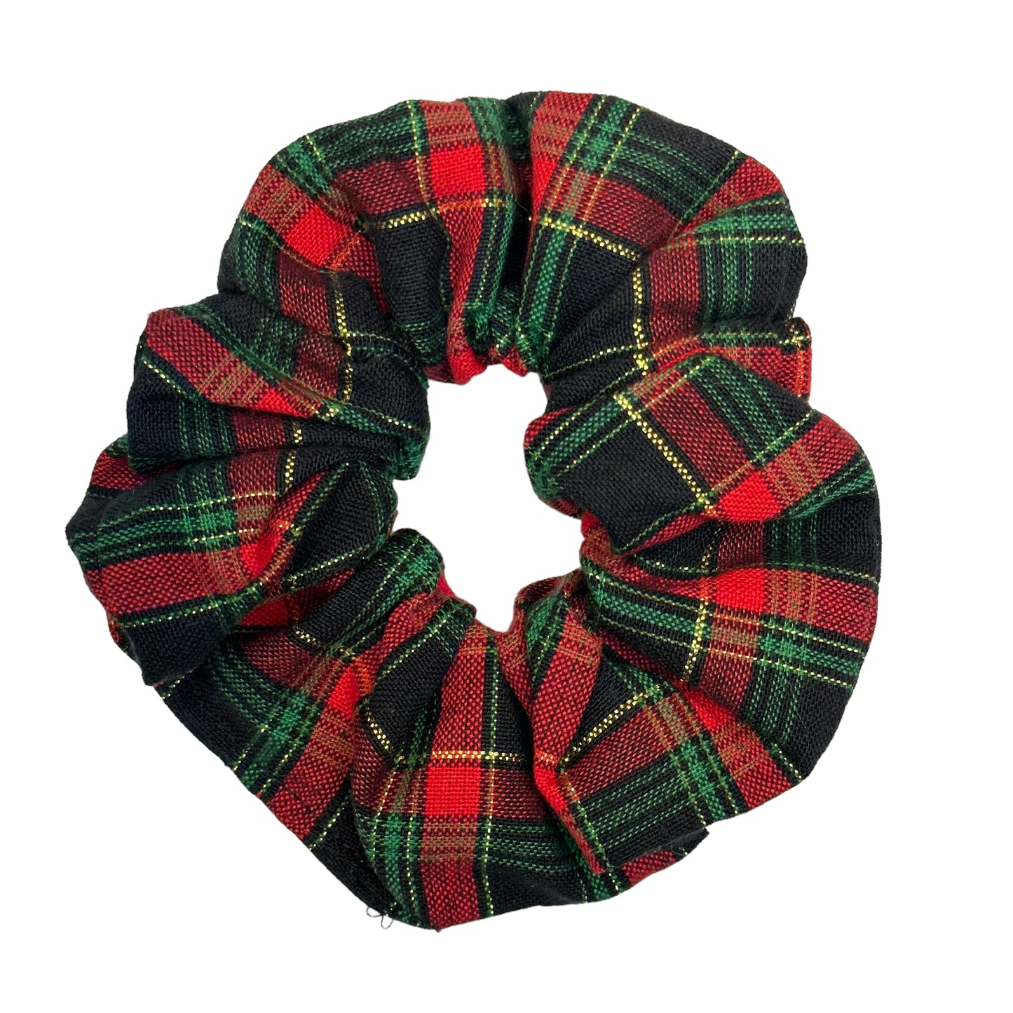 Handmade Red, Green, and Black Plaid Scrunchie