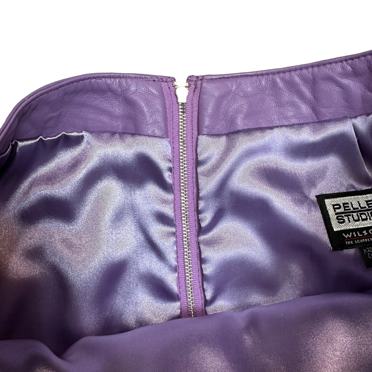 Vintage Y2K Pelle Studio Wilsons Purple Lilac Lavender Leather Skirt 10