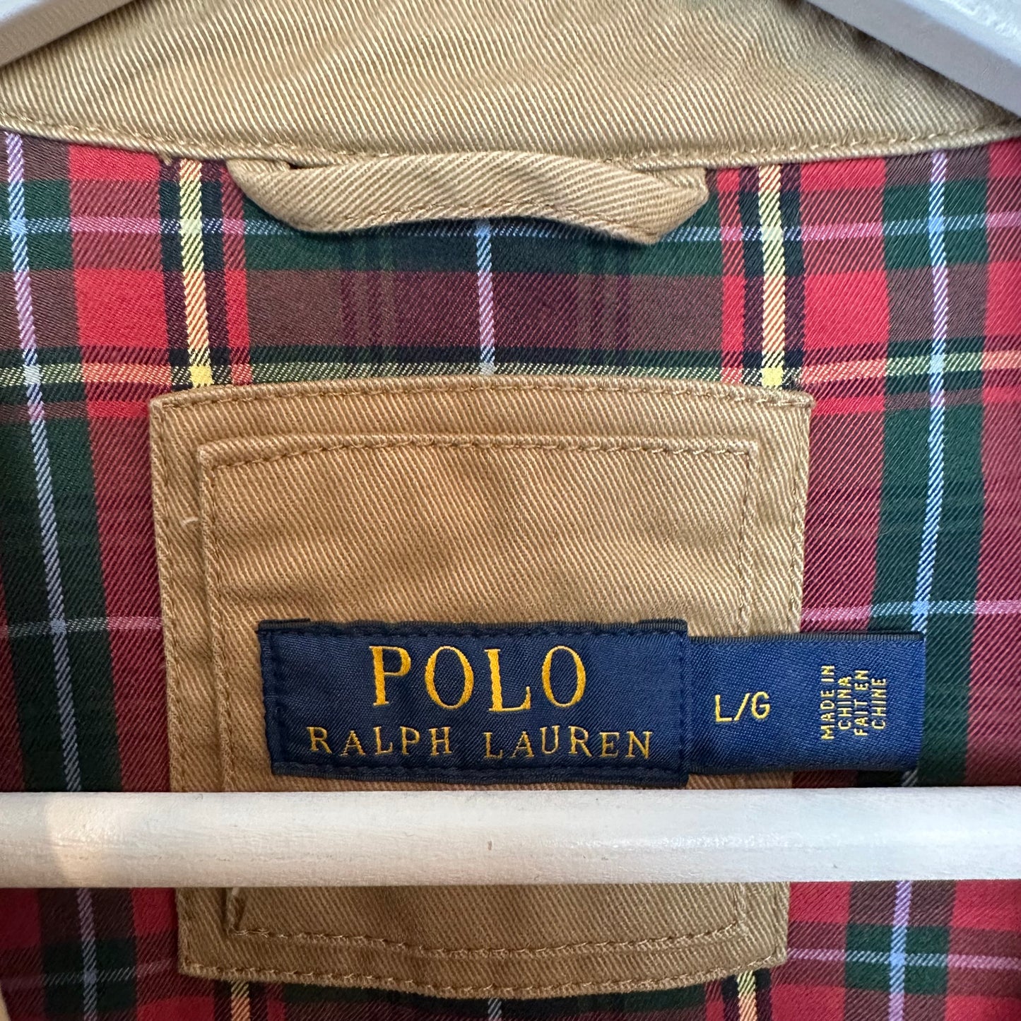 Polo Ralph Lauren Jacket Tan Cotton Collared Lightweight Windbreaker Large
