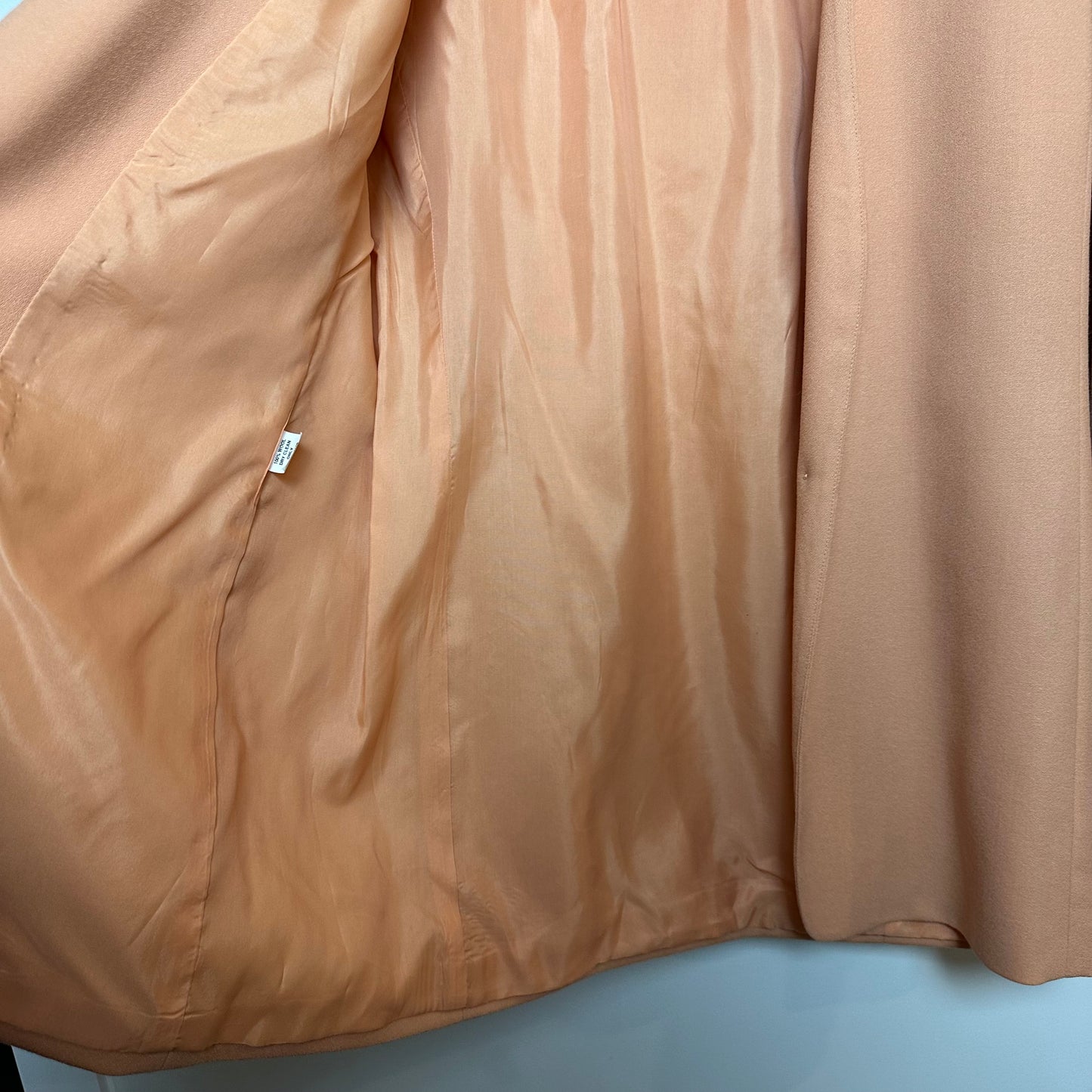 Vintage 80s Bicci Collarless Open Front Blazer Jacket Wool Single Button Peach