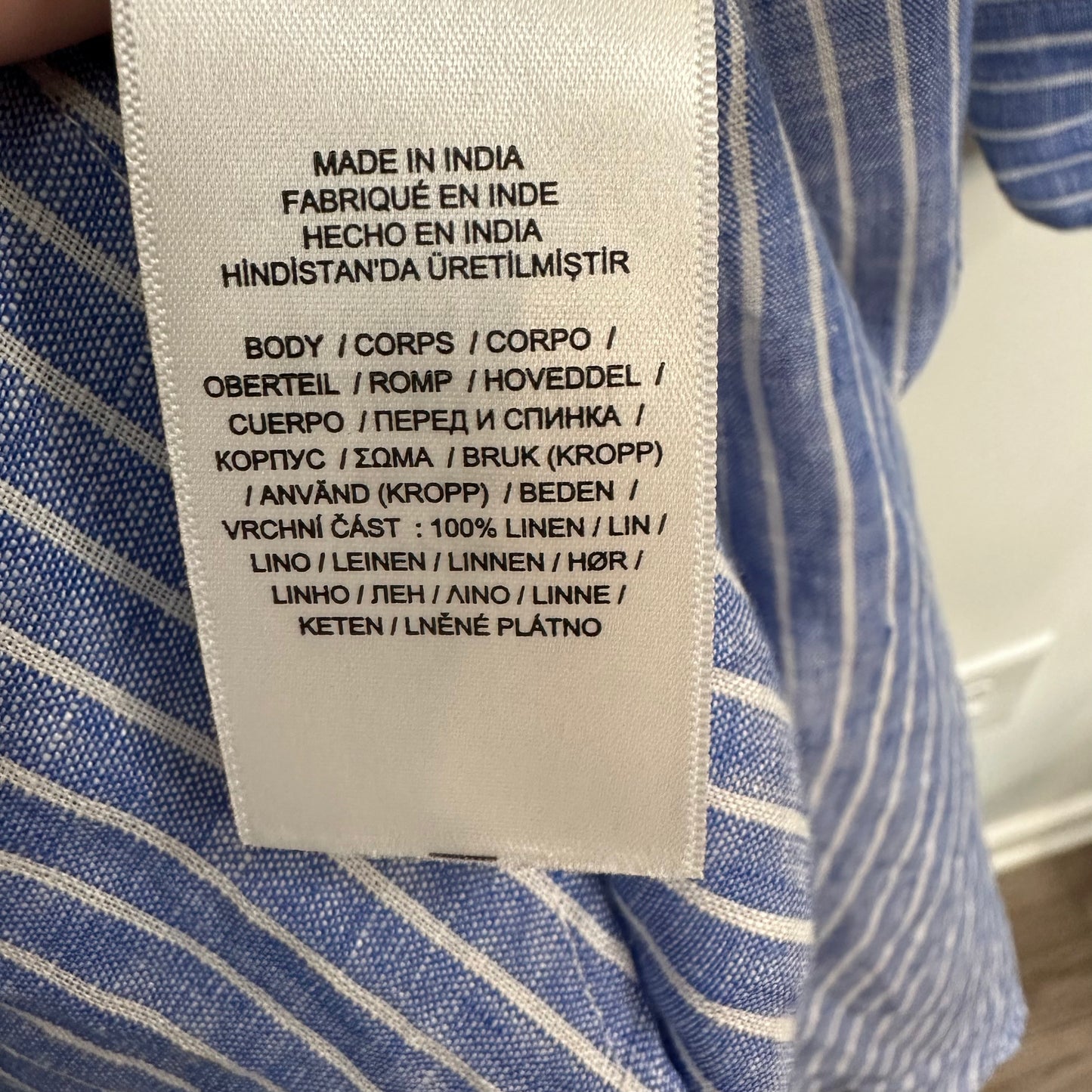 Polo Ralph Lauren Linen Shirtdress Midi Long Sleeve Blue and White Striped 8