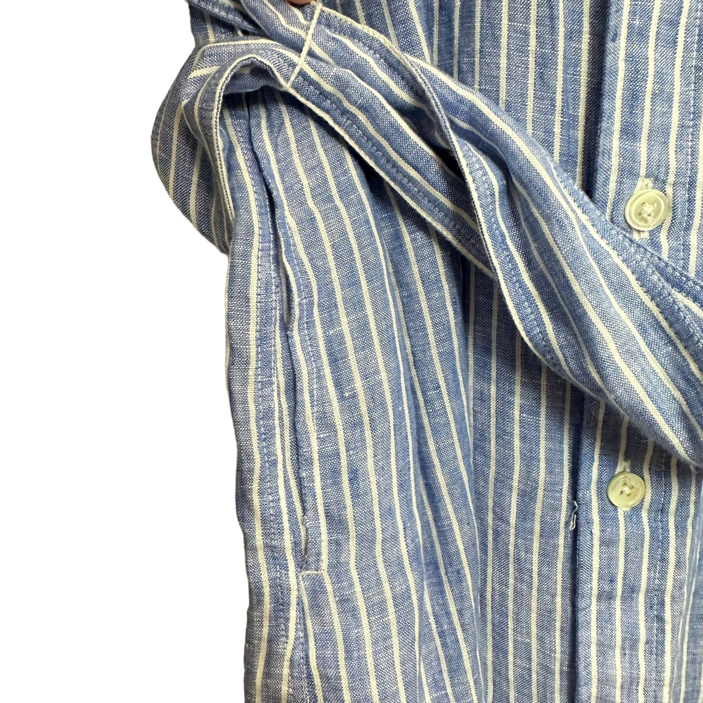 Polo Ralph Lauren Linen Shirtdress Midi Long Sleeve Blue and White Striped 8
