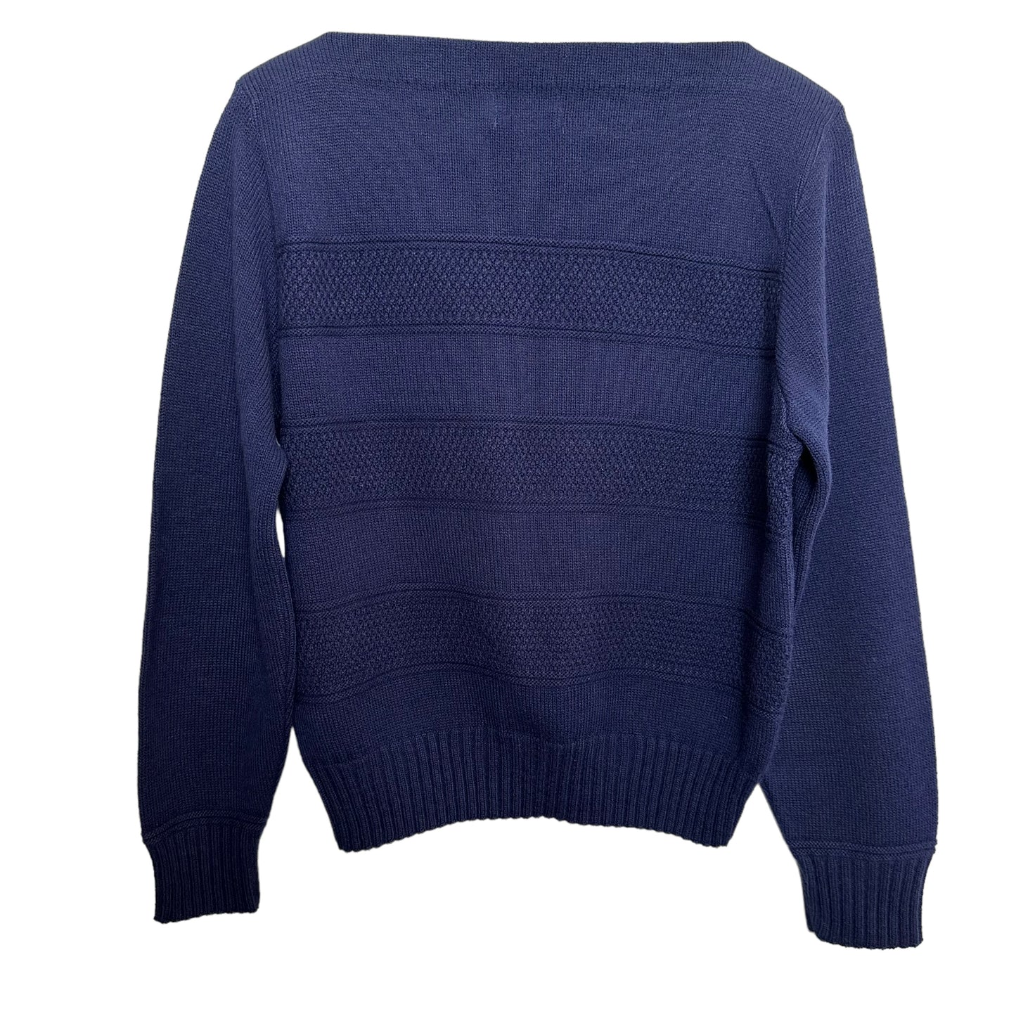 Vintage 70s Izod Sports Lacoste Boat Neck Sweater Navy Blue Small 38