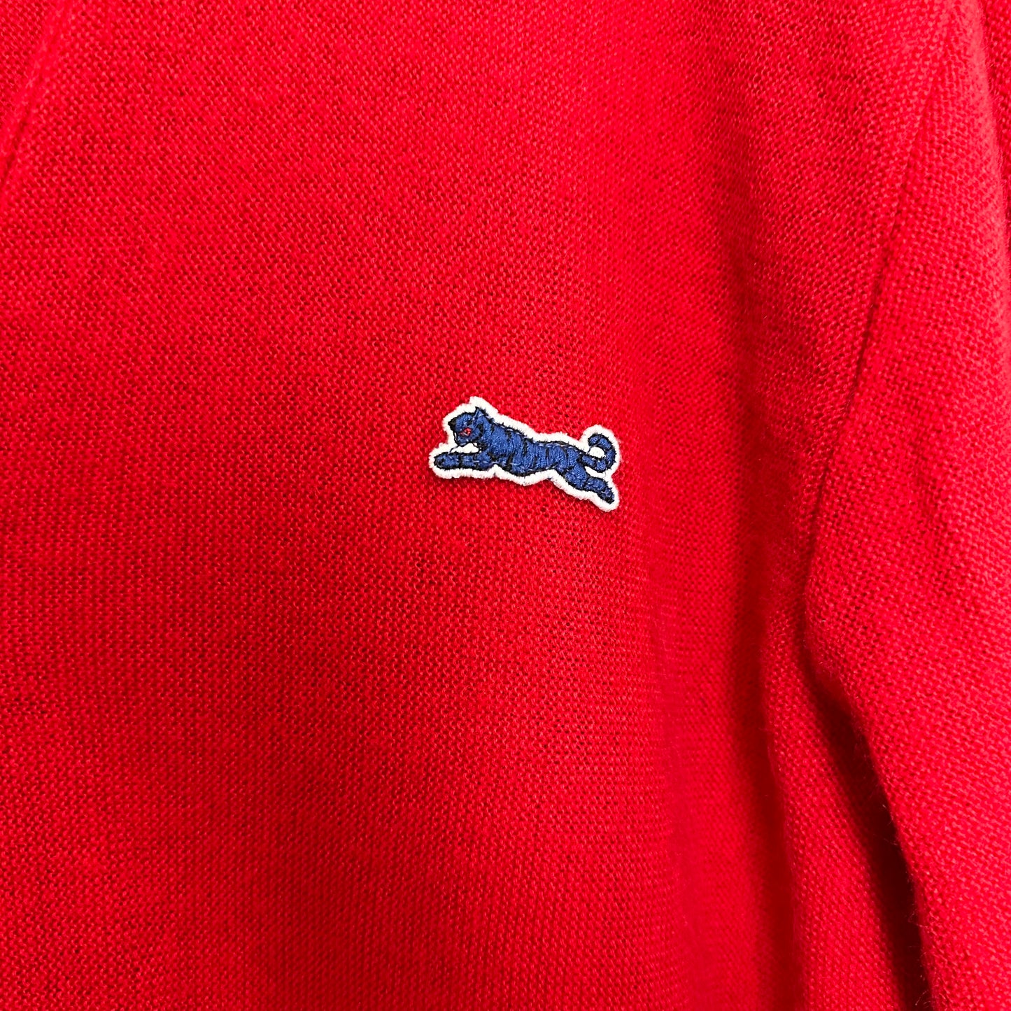 Vintage 80s Campus LeTigre Red Cardigan Sweater Made in the USA Large