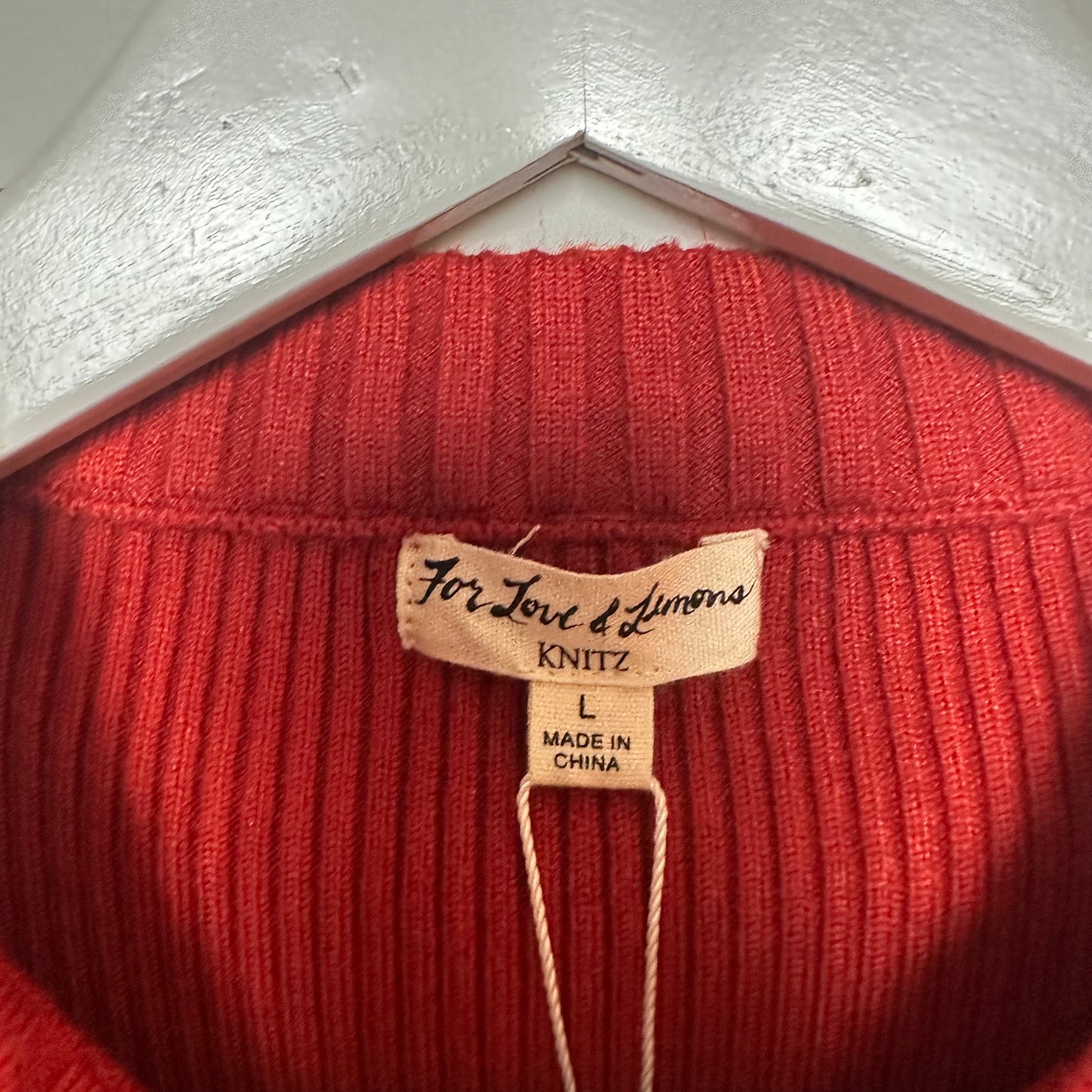 New with Tags For Love and Lemons Annie Zipper Sweater Ribbed Knit Small