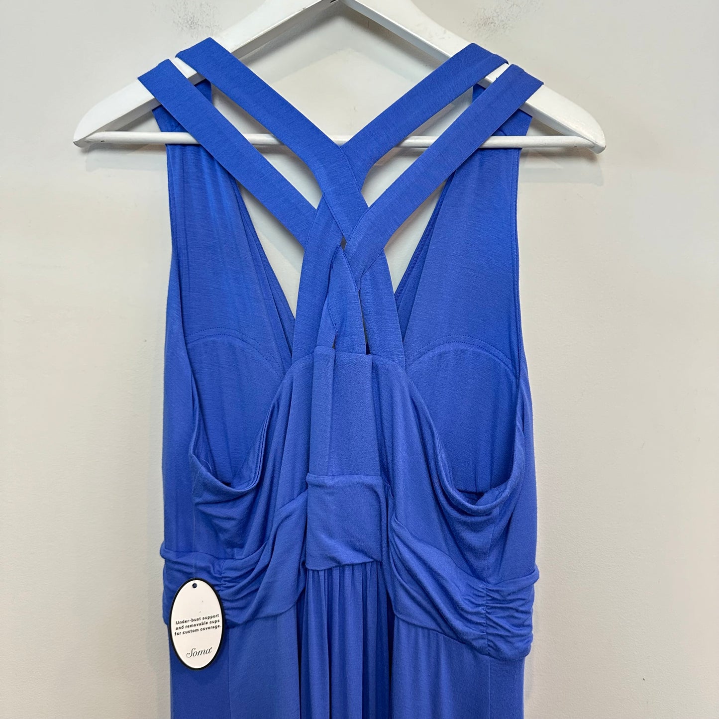 NWT Soma Soft Jersey Cross Back Maxi Bra Dress Blue Sleeveless Lounge Large