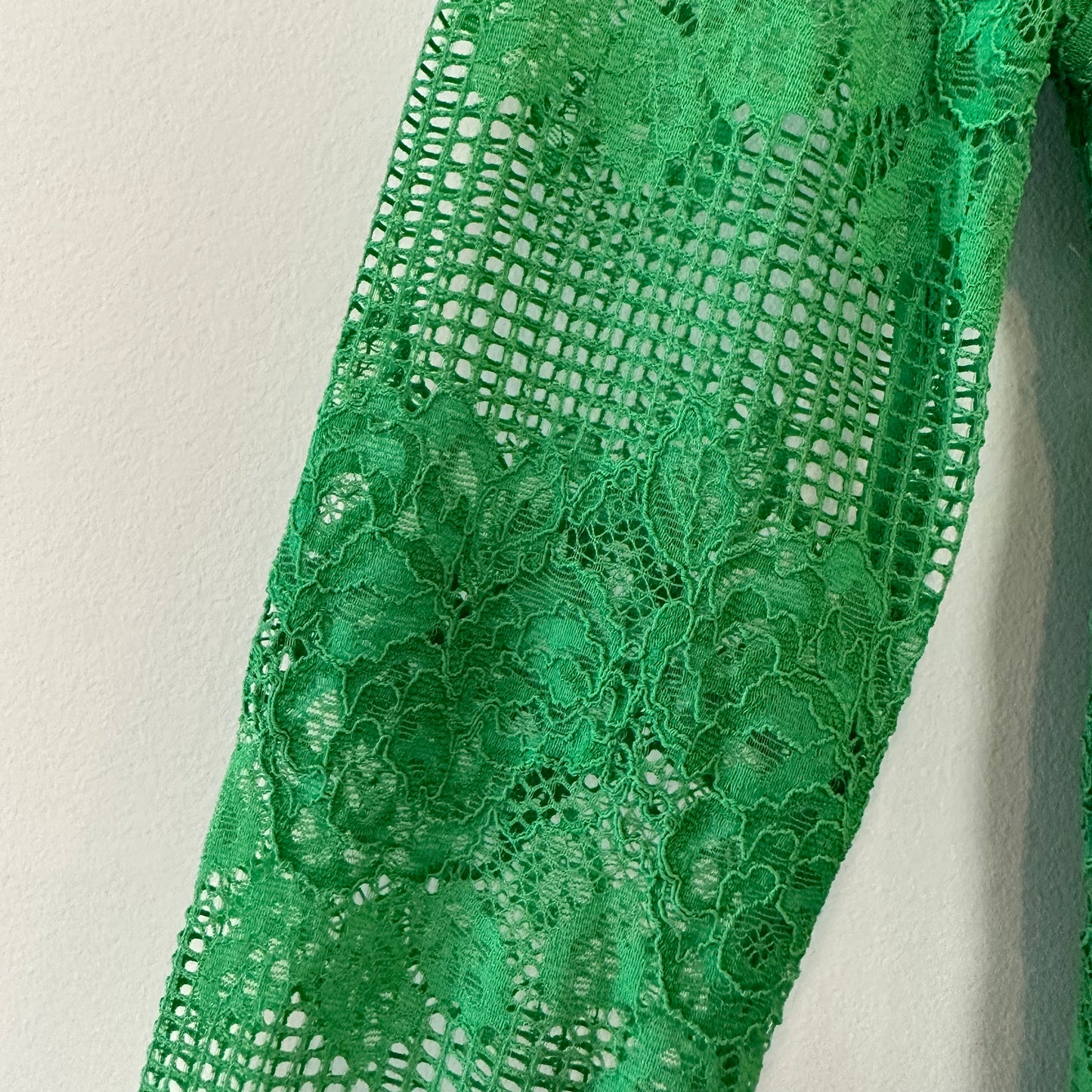 GANNI Green Cutout Twisted Lace Midi Dress Long Sleeve 36