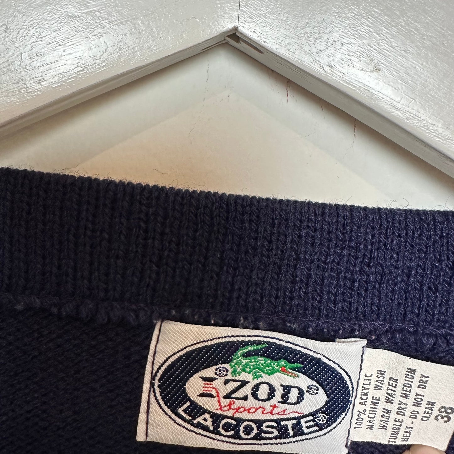 Vintage 70s Izod Sports Lacoste Boat Neck Sweater Navy Blue Small 38