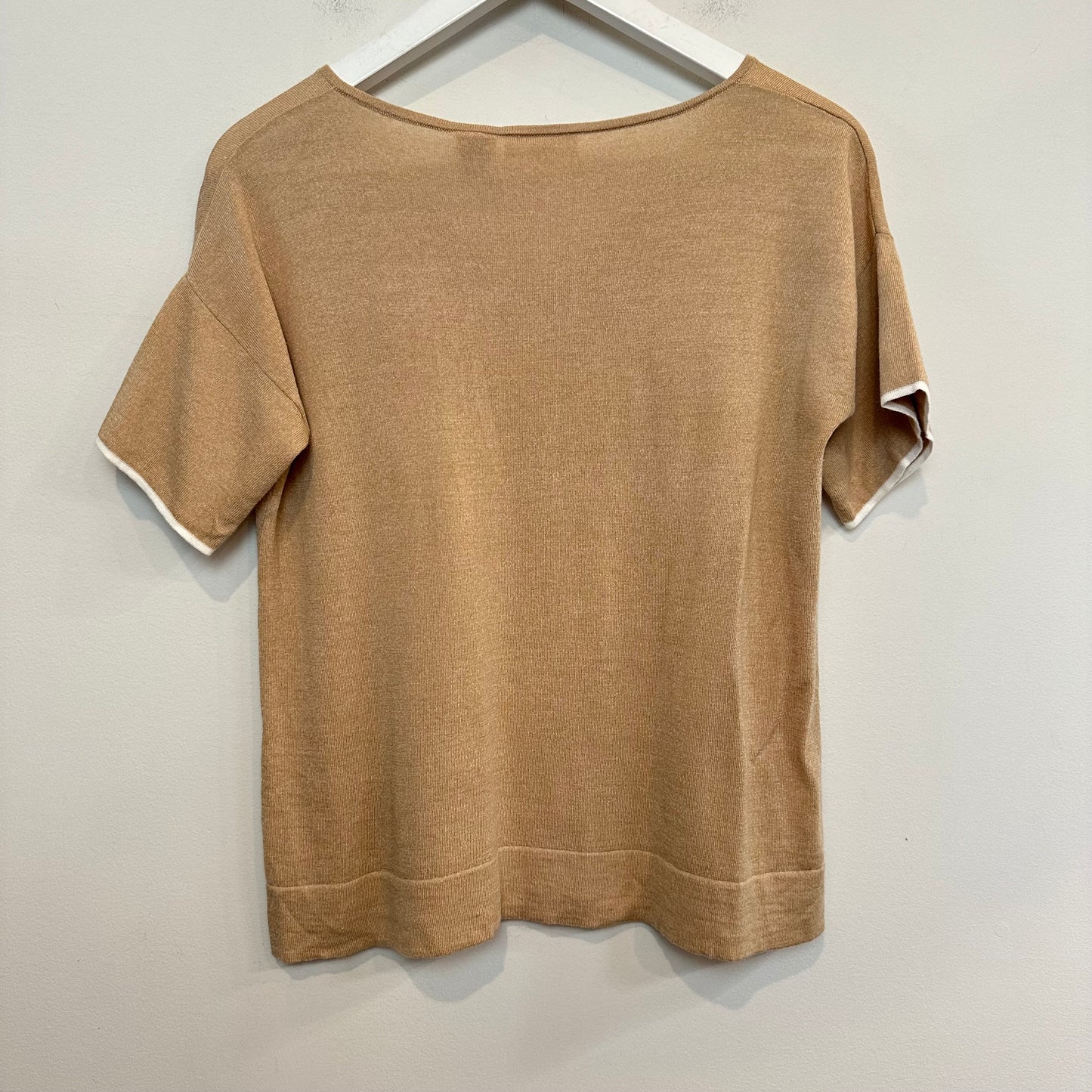 Oyun Split Neck Tee Knit Loungewear Sleep Camel Short Sleeve Organic Cotton Medium