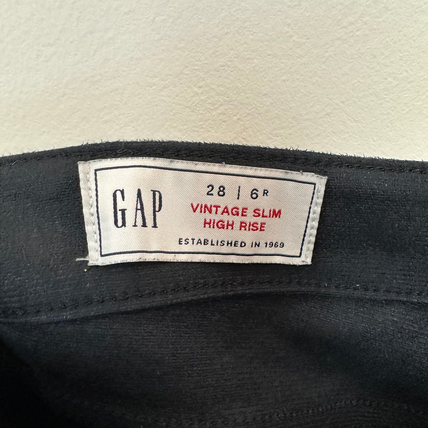 Gap "Vintage" Slim High Rise Black Faux Leather Pants 28 6