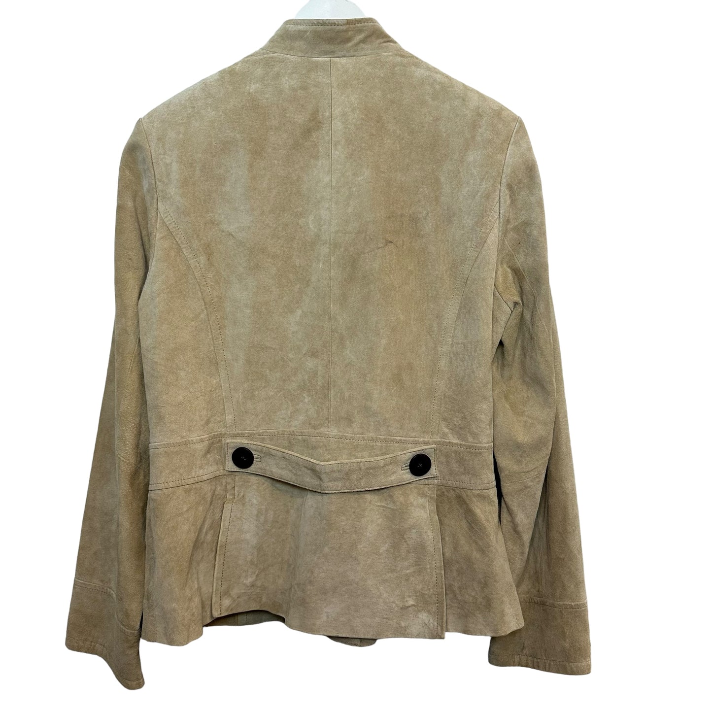 New with Tags Vintage Marshall Field's Suede Leather Jacket Beige Taupe Button Down 14
