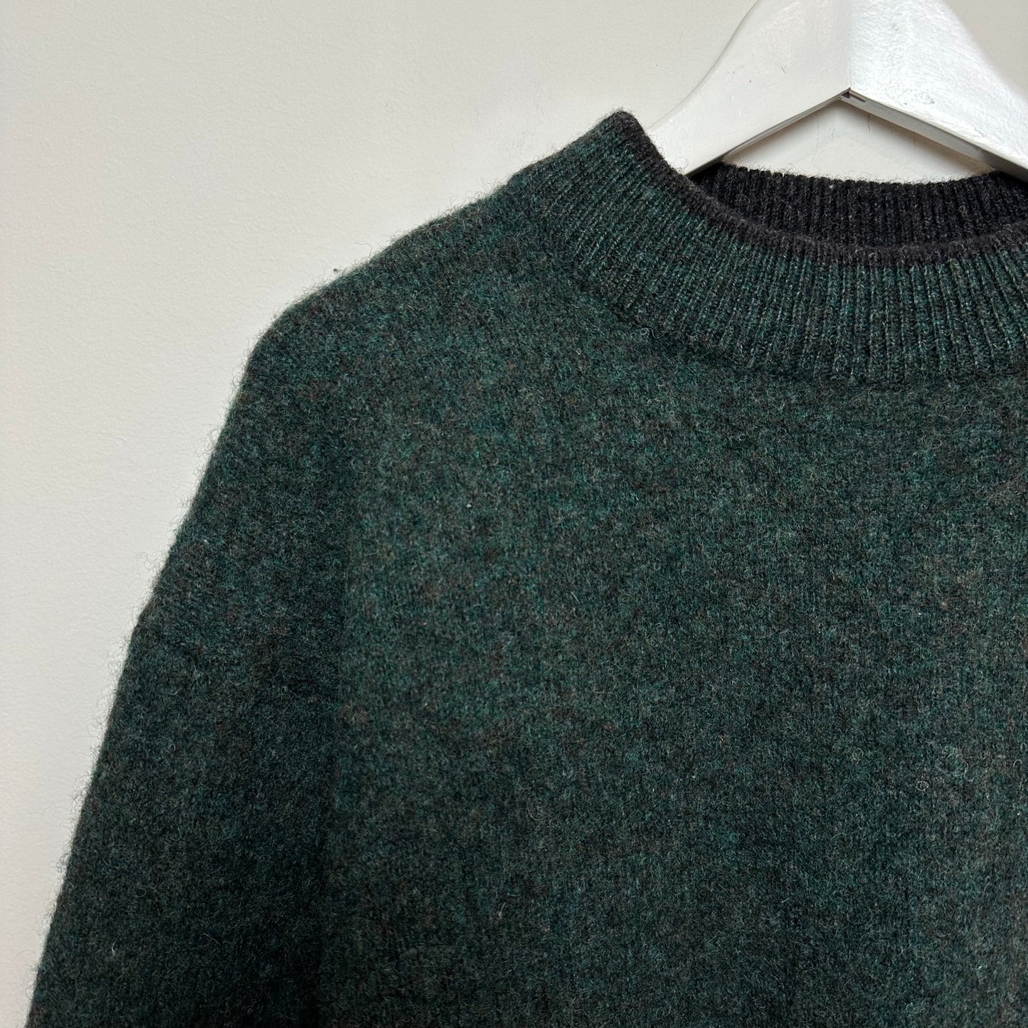 Vintage Mc Neal Wool Sweater Forest Green Ringer Crew Neck Pullover Chunky Knit XL