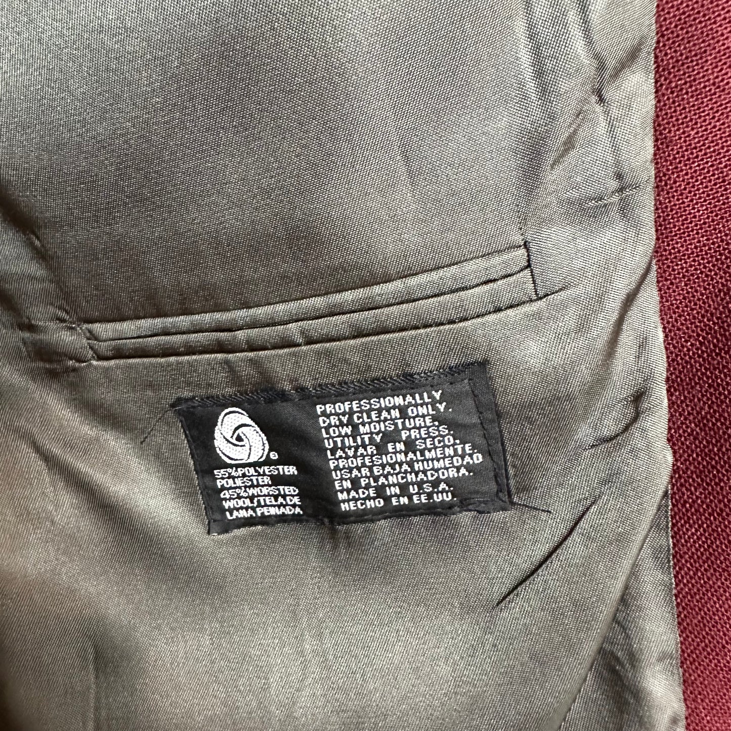 Vintage Stafford Blazer Sport Coat Maroon Burgundy Red 42S