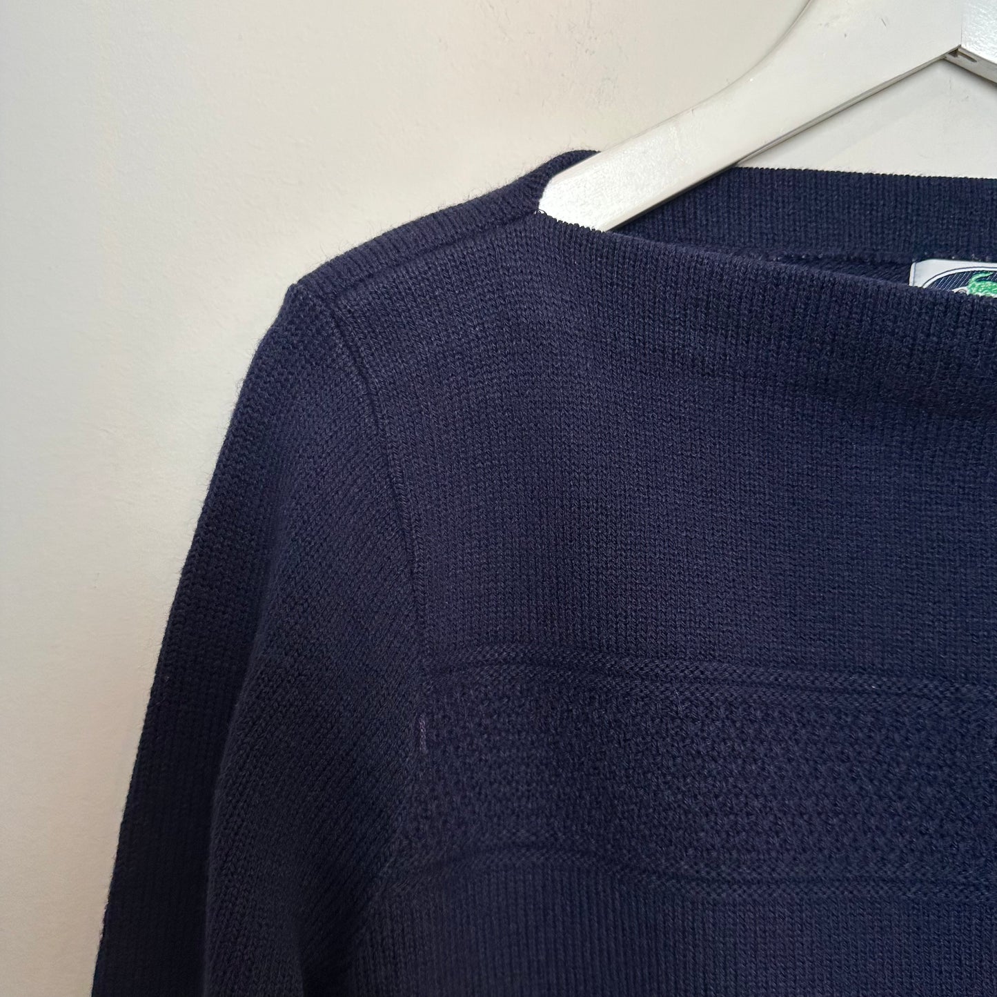 Vintage 70s Izod Sports Lacoste Boat Neck Sweater Navy Blue Small 38