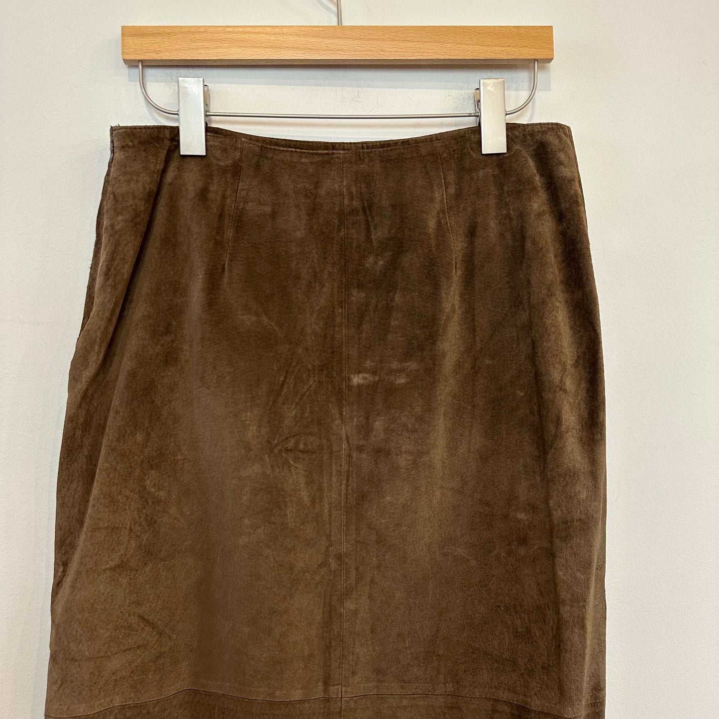 Vintage 90s Jones New York Country Suede Leather Midi Maxi Skirt Brown 10
