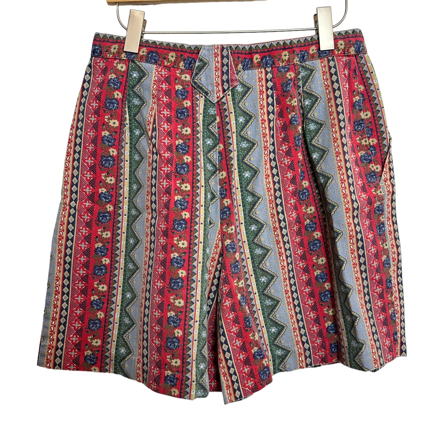 Vintage 90s Essentials Shorts High Rise Geometric Floral Patterned 14