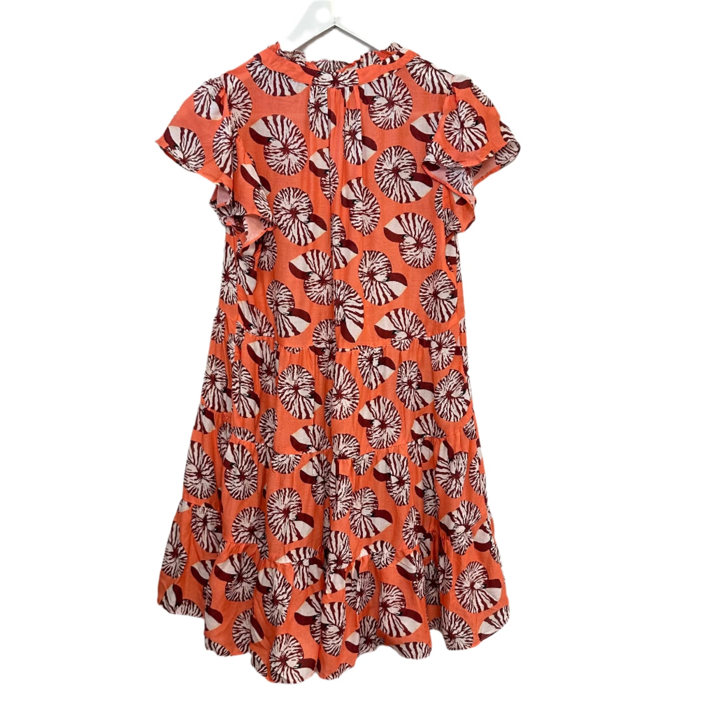 Anthropologie The Shelbie Tiered Mini Dress Coral Seashells Ammonite XSP