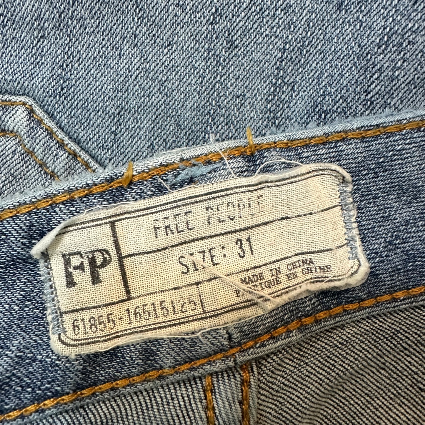 Free People Jax Patched and Relaxed Skinny Camp Jeans Denim Patchwork 31