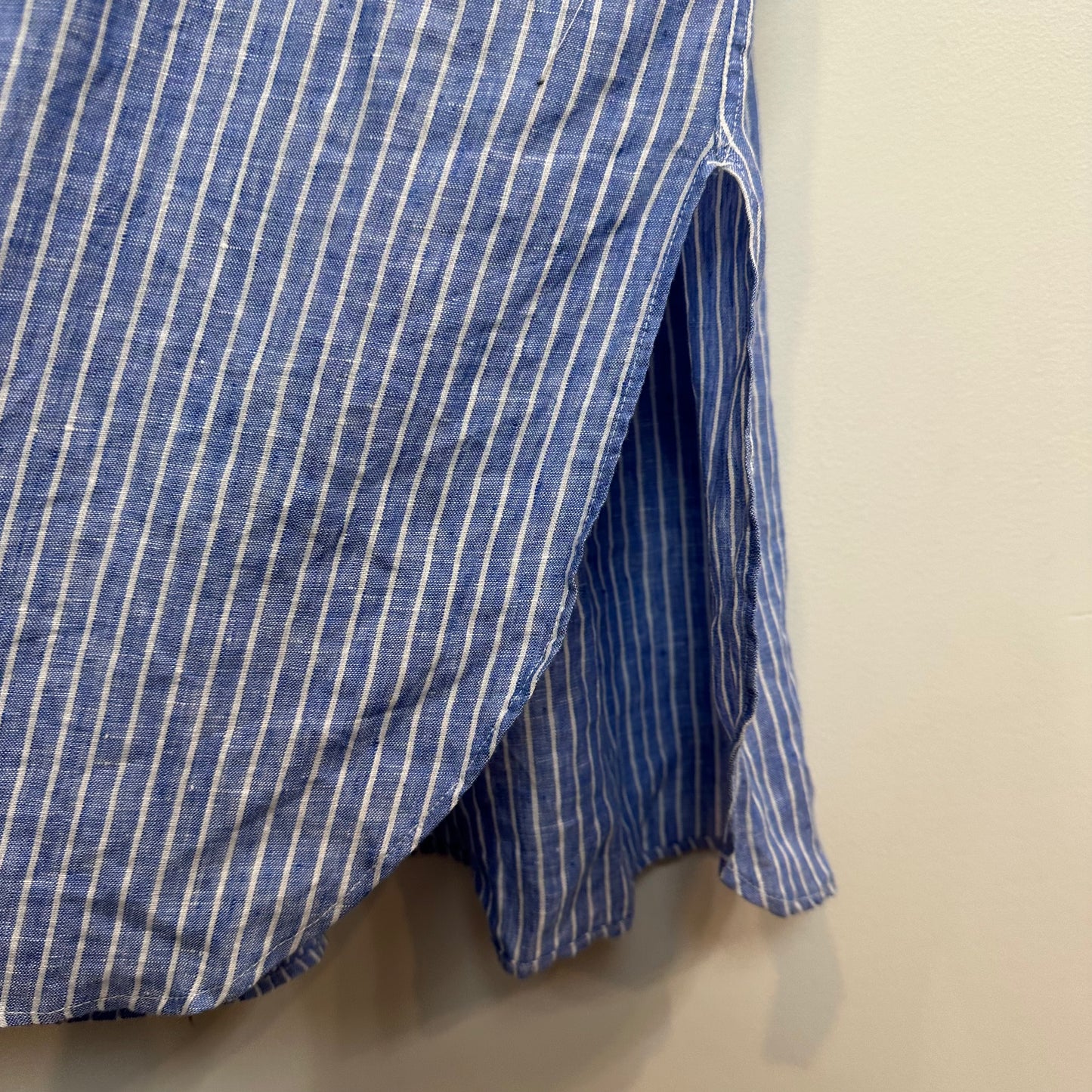 Polo Ralph Lauren Linen Shirtdress Midi Long Sleeve Blue and White Striped 8