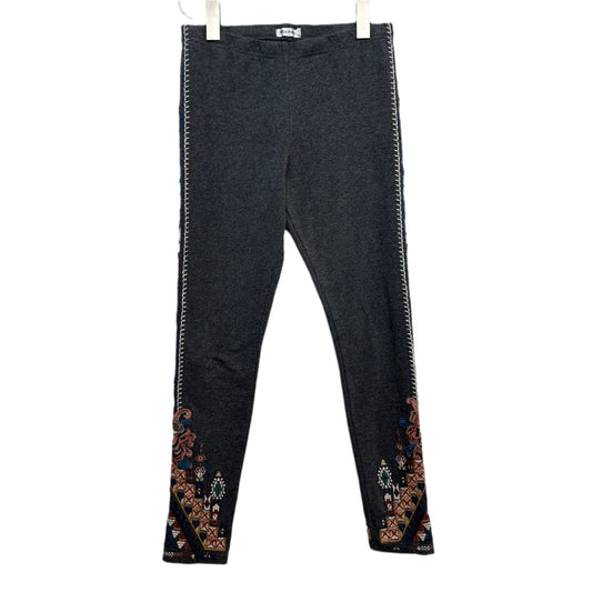 Johnny Was Katina Legging Embroidered Floral Aztec Gray Pull On Stretch XS